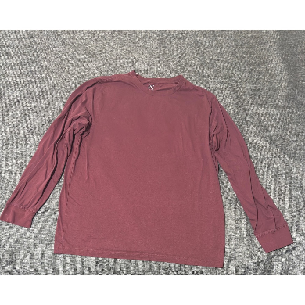 George Mens XL Long Sleeve T-Shirt Maroon Solid‎ Crew Neck